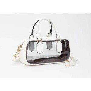 WHITE Clear Stadium Purse Top Handle Crossbody Bag